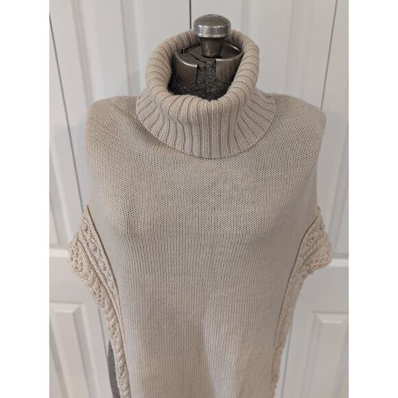 NWT Mason TurtleNeck Sweater Shawl Poncho Wool SOFT Gorgeous! Medium (O/S) Beige - Picture 2 of 9